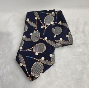 Alynn Neckwear USA Silk Sporty Navy Blue Tennis Rackets Balls Necktie Tie